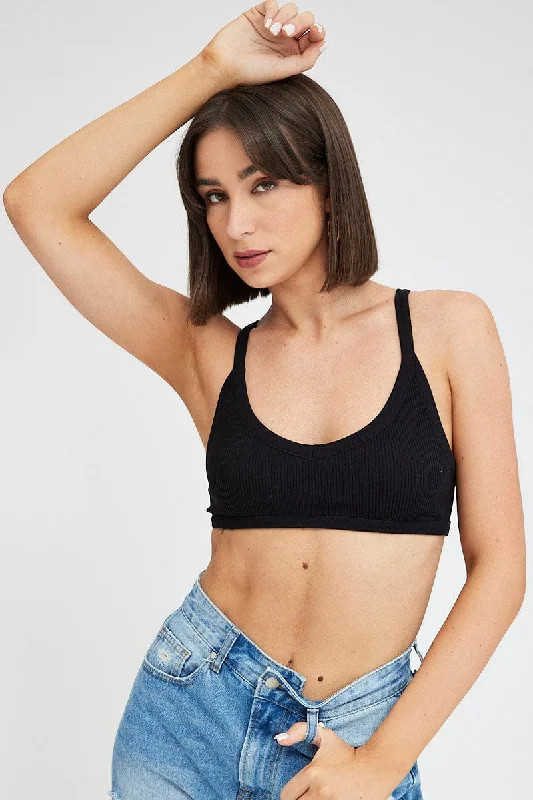 Black Bralette V Neck Seamless