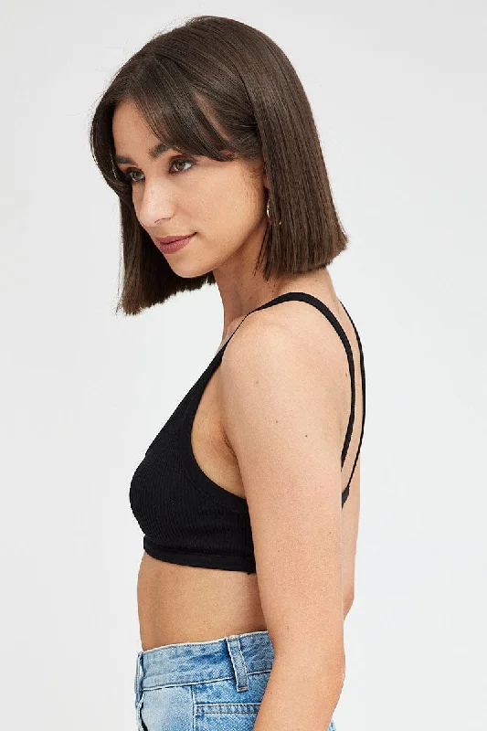 Black Bralette V Neck Seamless