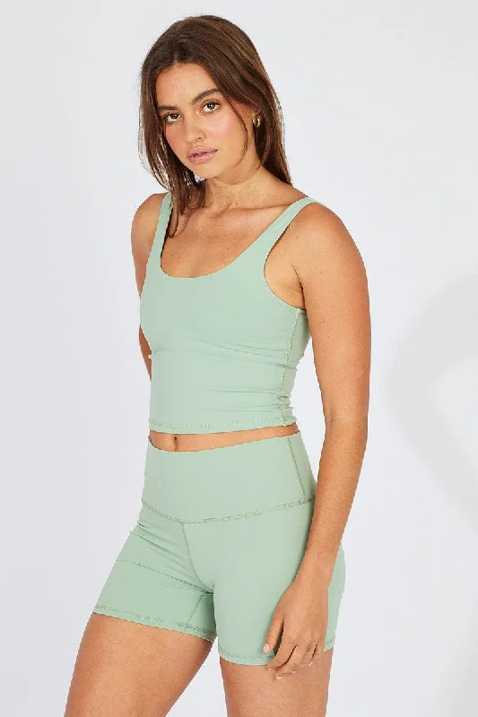 Green Tank Top Scoop Neck