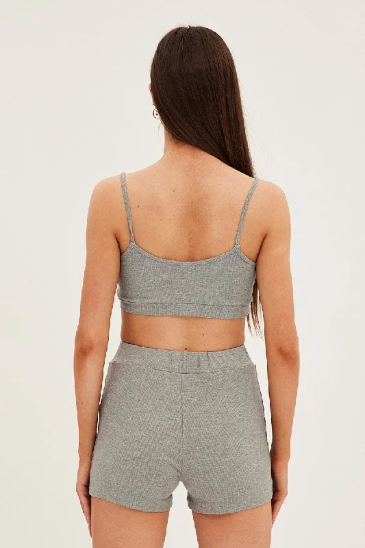 Grey Crop Singlet Loungewear Set