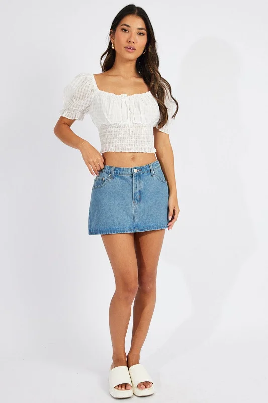 White Crop Top Short Sleeve