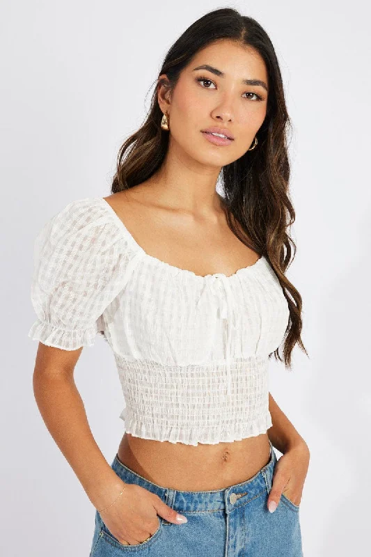 White Crop Top Short Sleeve