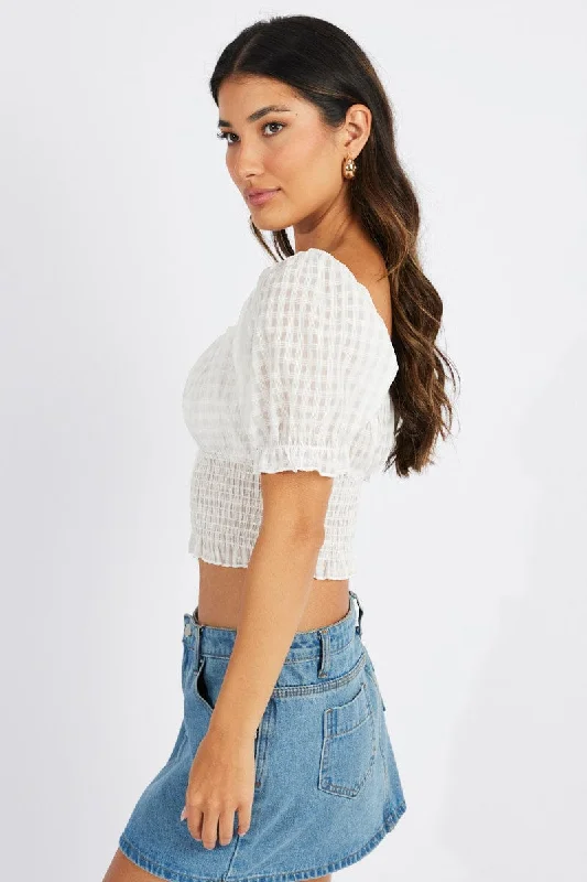 White Crop Top Short Sleeve