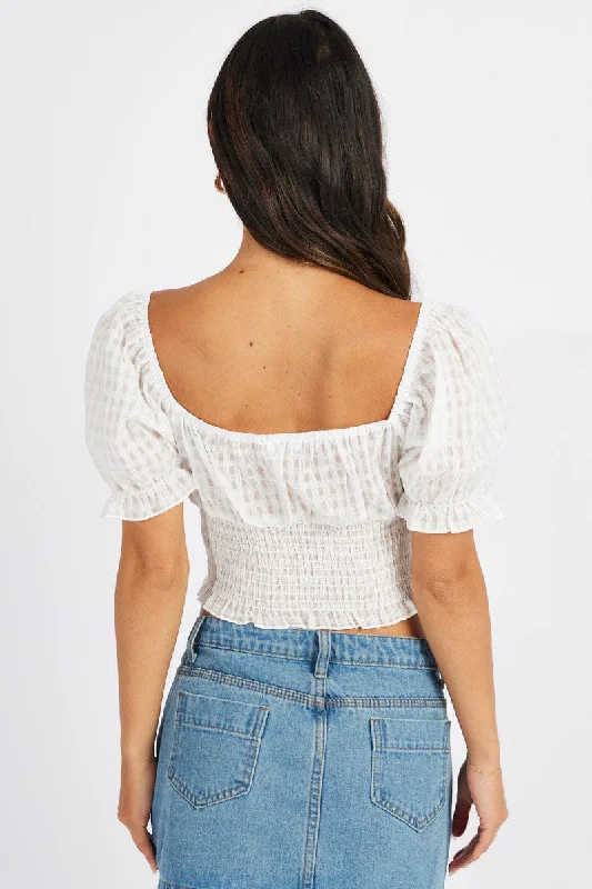 White Crop Top Short Sleeve