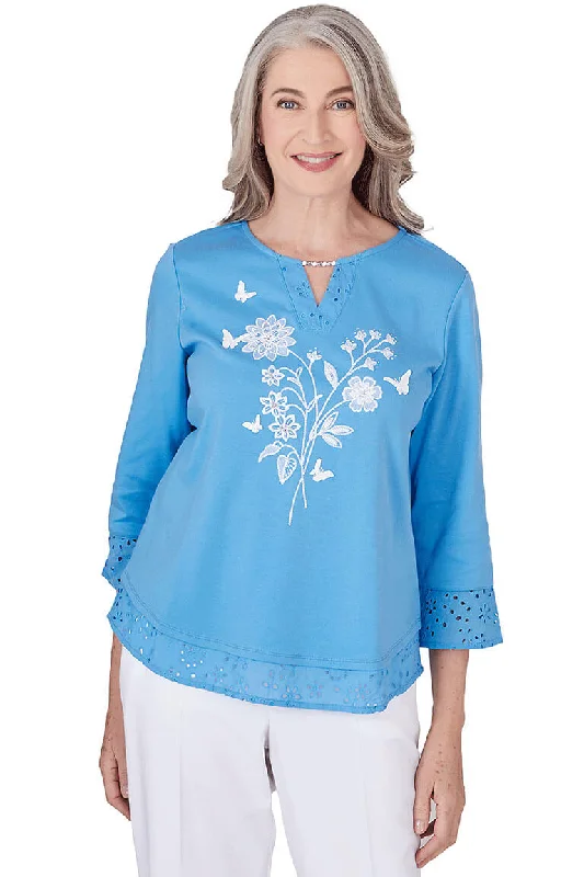 Petite Paradise Island Butterfly Bouquet Embroidered Top