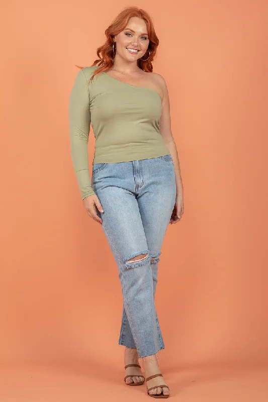 FINAL SALE Sass Anna One Sleeve Top Sage Green