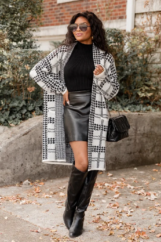 After All Black Houndstooth Cardigan