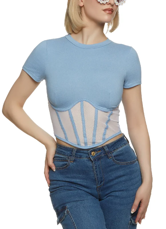 Mesh Bustier Cropped Tee