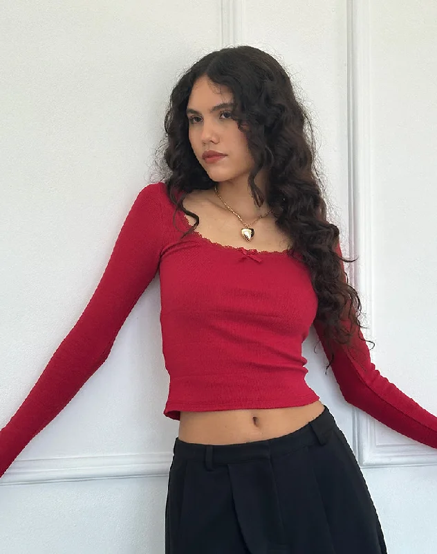 Bovita Long Sleeve Top in Adrenaline Red