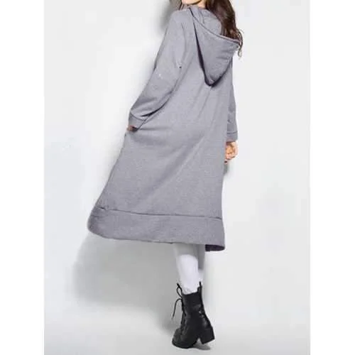 S-5XL Casual Women Hooded Pockets Long Sweatshirts