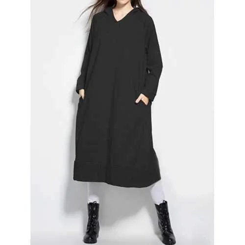 S-5XL Casual Women Hooded Pockets Long Sweatshirts