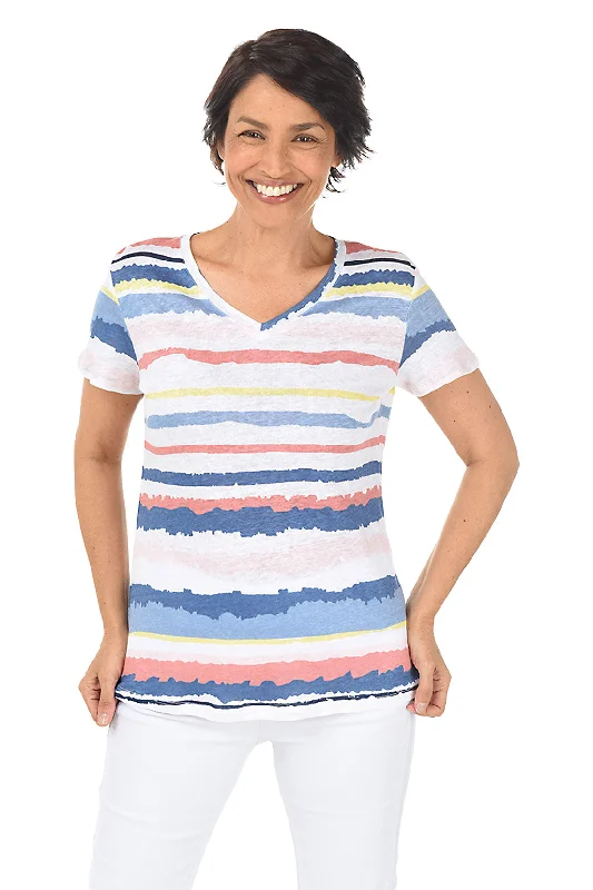 Pastel Stripes V-Neck Tee