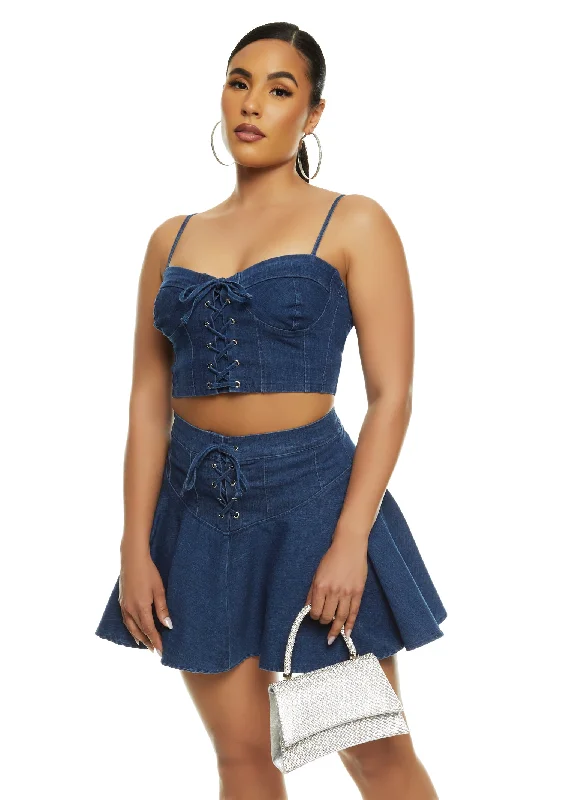 Iris Lace Up Denim Bustier Top