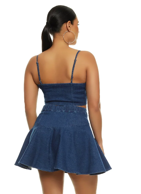 Iris Lace Up Denim Bustier Top