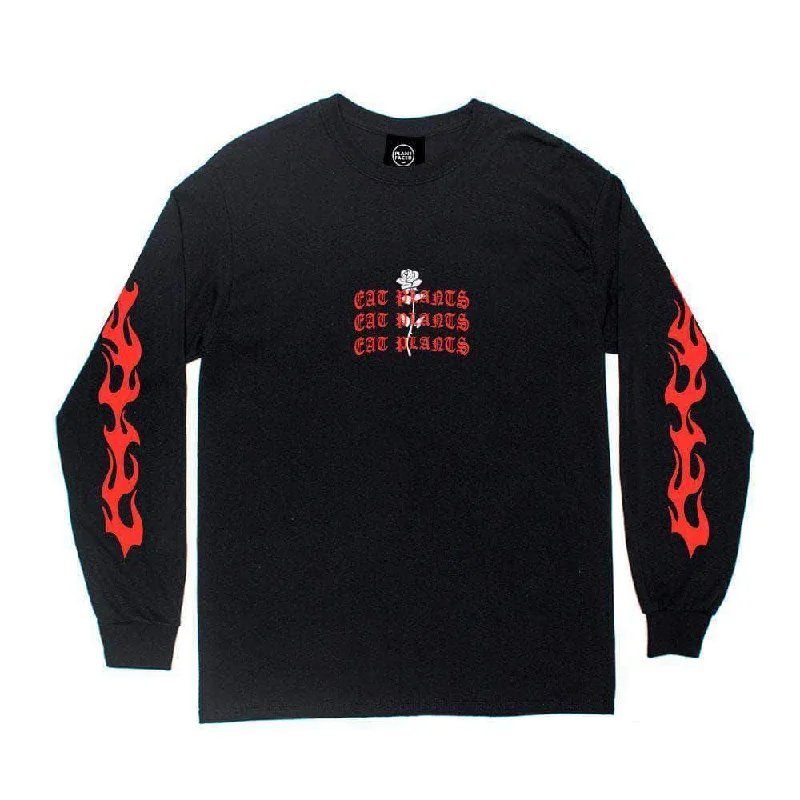 Eat Plants Goth Flames - Long Sleeve - Black