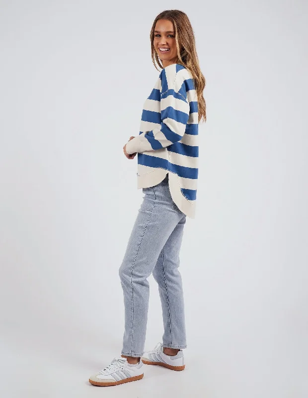 Foxwood Striped Delilah Crew Denim Blue