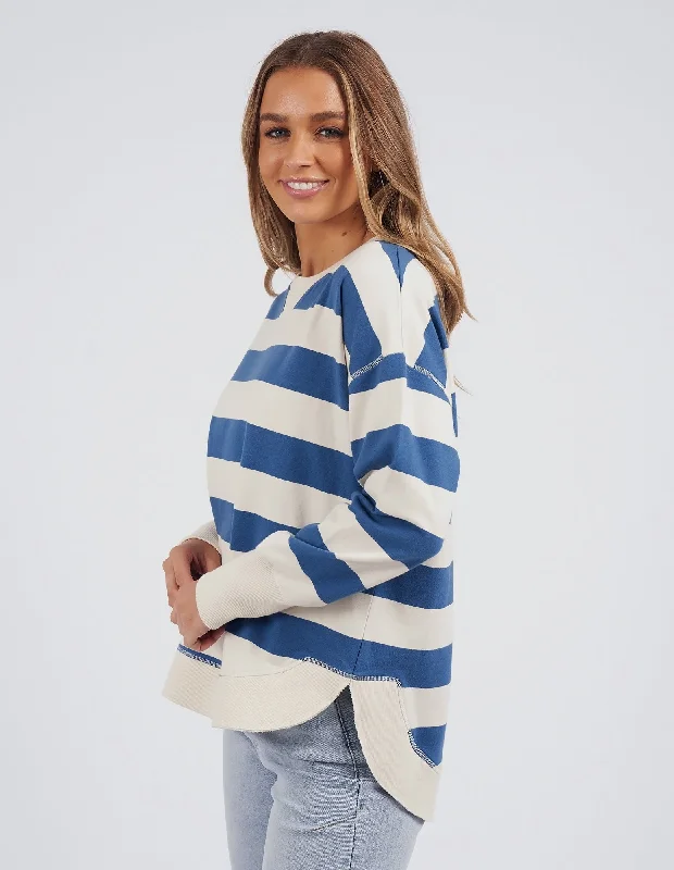 Foxwood Striped Delilah Crew Denim Blue