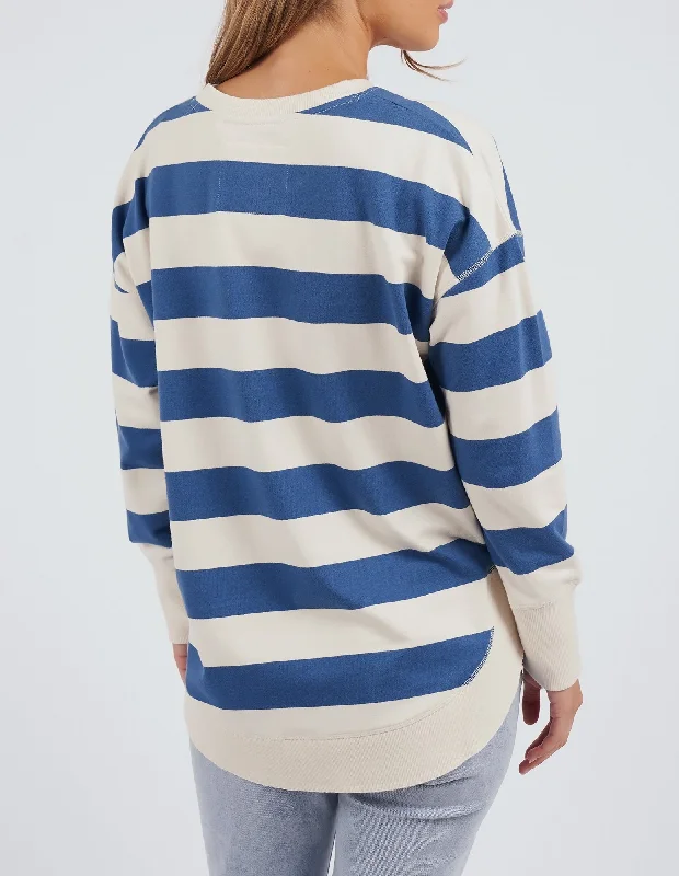 Foxwood Striped Delilah Crew Denim Blue