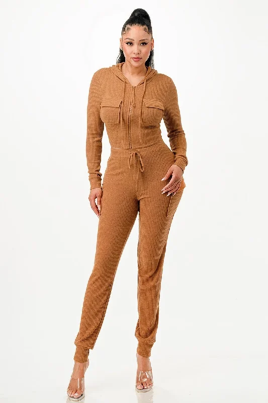 FZ Women's Rib Cargo Hoodie Pants Suit