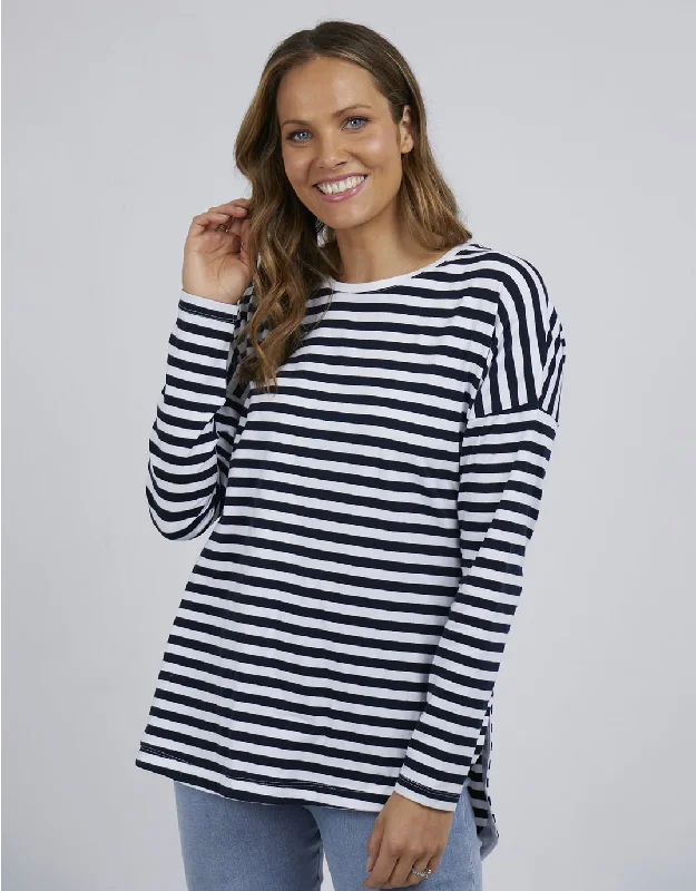 Lauren Stripe Long Sleeve Tee - Navy & White Stripe