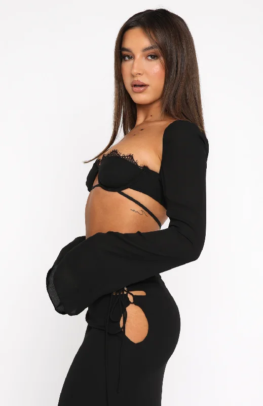 Level Up Long Sleeve Crop Black