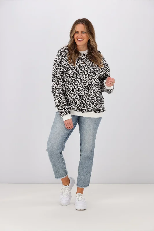 Little White Lie Mia Leopard Crew Natural