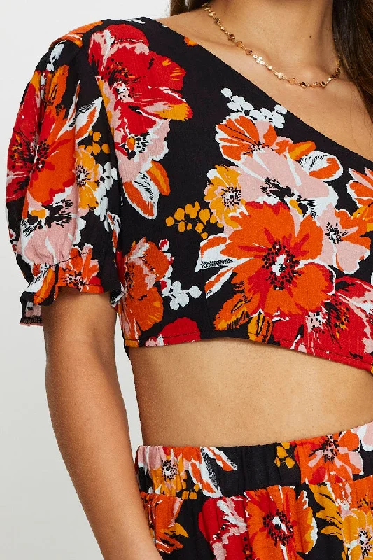 Print One Shoulder Top