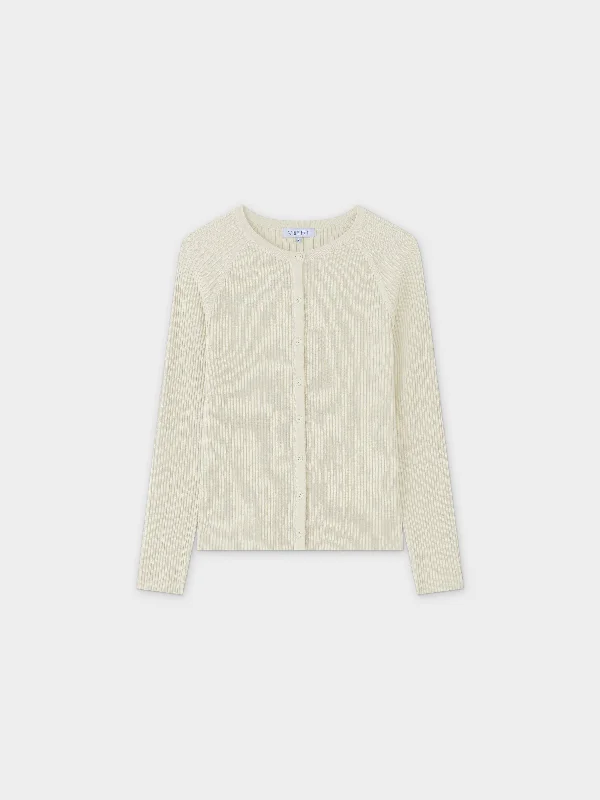 Ribbed Knit Cardigan-Ivory