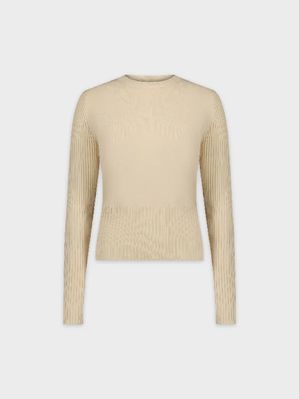 RIBBED WAISTED SWEATER-VANILLA