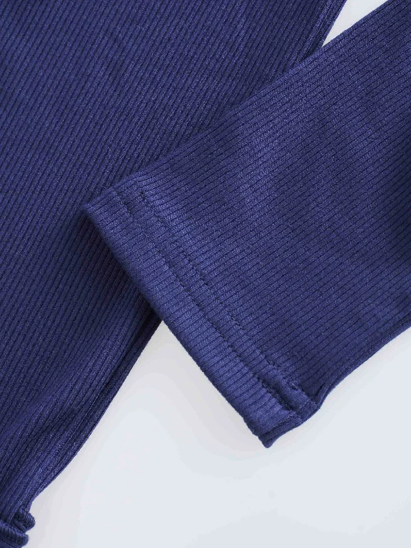 RIBBED WRAP TEE-NAVY