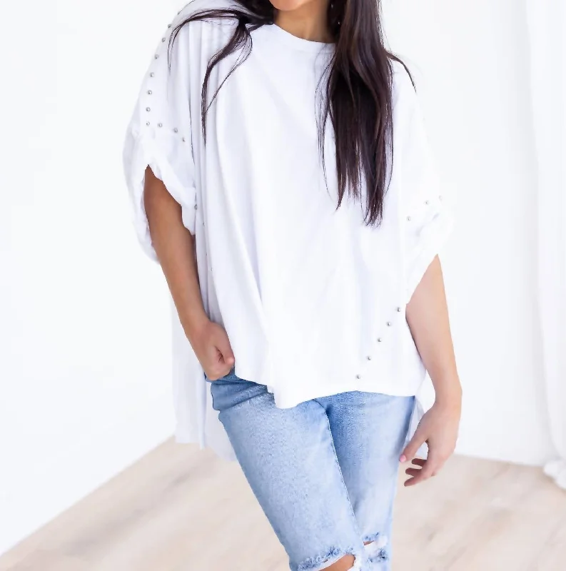 Right Now Studded Top In White