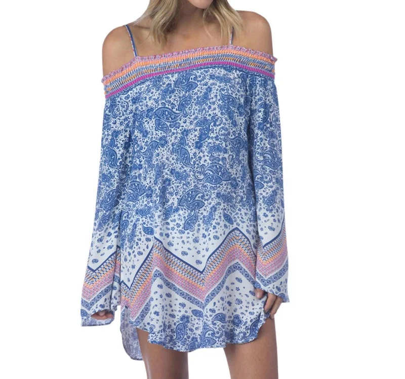 Scarf Off The Shoulder Tunic In Paisley