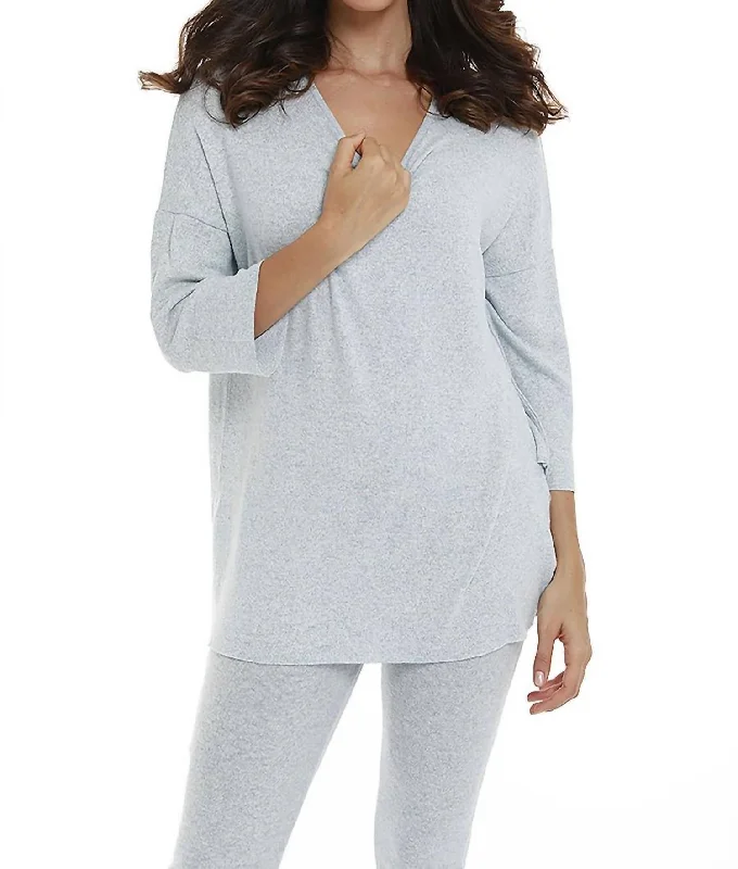 Tatiana Kashmira 3/4 Sleeve Tunic In Sky Blue