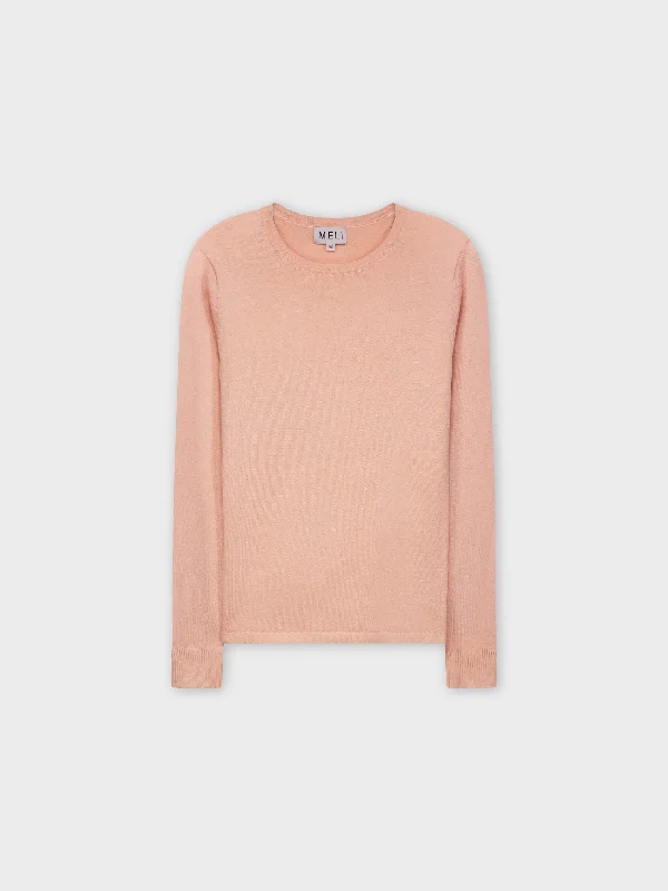 THIN KNIT CREW SWEATER-SOFT PINK