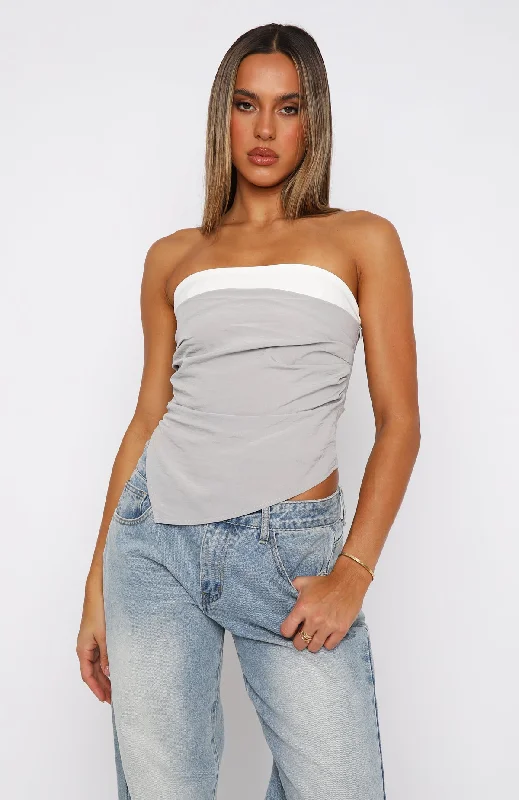 Unspoken Rule Strapless Top Grey