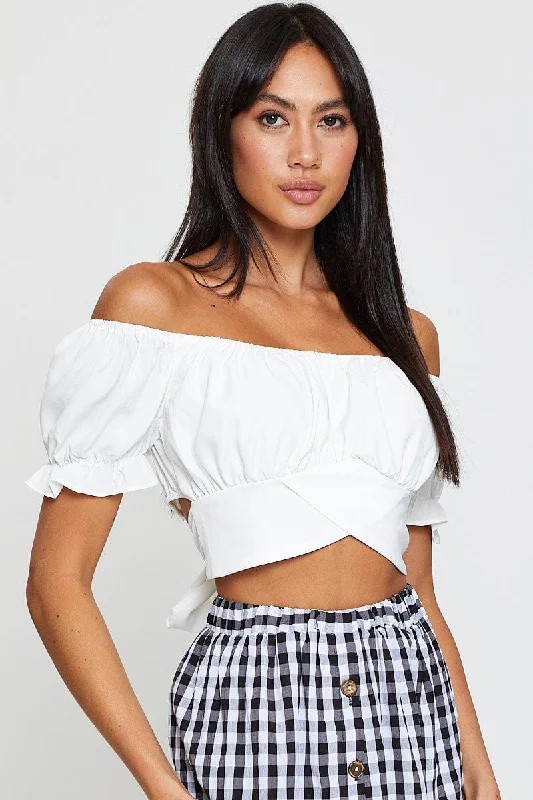 White Crop Top Short Sleeve