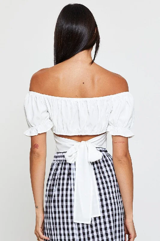 White Crop Top Short Sleeve