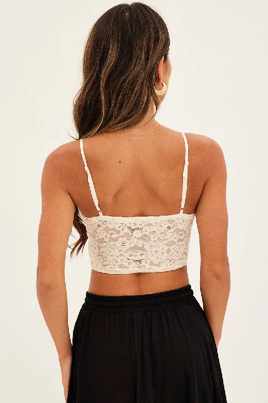 White Floral Lace Corset Top