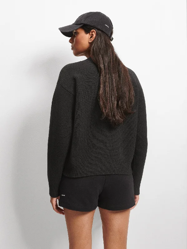 Women's Recycled Cashmere Sweater—black