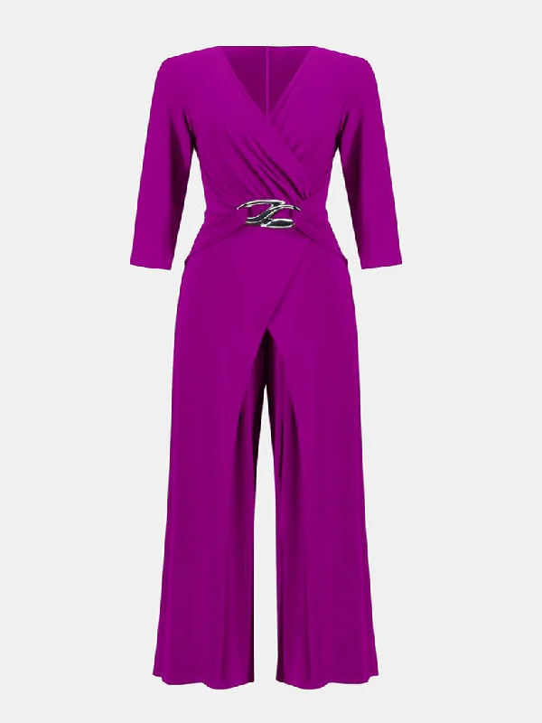 Anastasia Plus Size Evening Jumpsuit by designer Joseph Ribkoff Style 243079 in Magenta