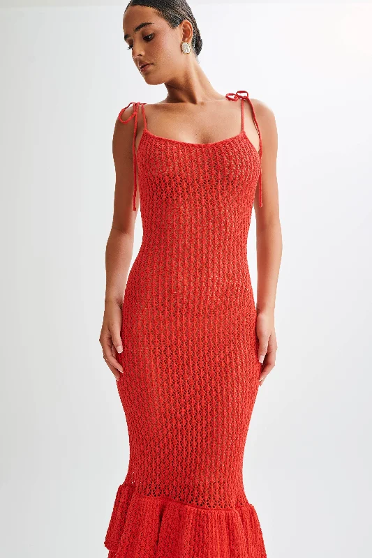 Bianca Knit Midi Dress - Pomegranate