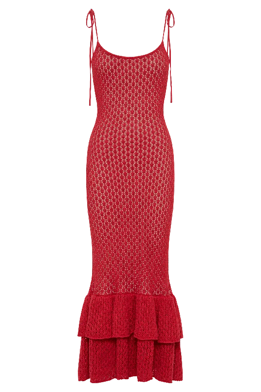 Bianca Knit Midi Dress - Pomegranate