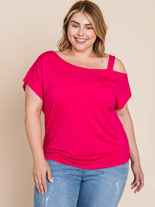 Brady Plus Size Top with Exposed Shoulder