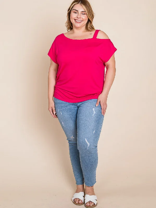 Brady Plus Size Top with Exposed Shoulder