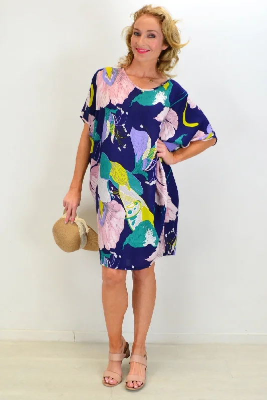 Colourful Leaf Tropical Relaxed Tunic Dress