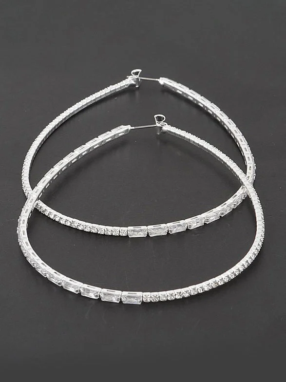 Large Rhinestone Oval Hoop Earrings