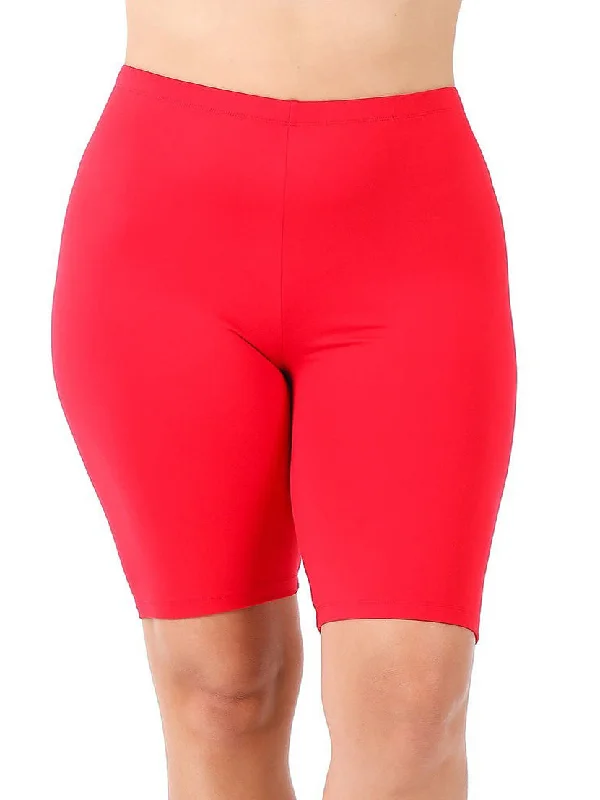 Elany Buttery Soft Plus Size Biker Shorts in Red