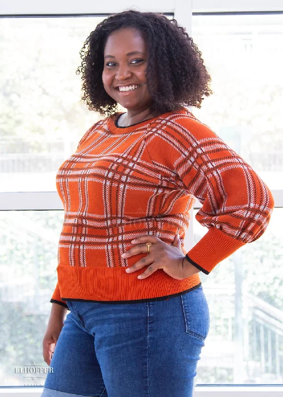 Essential Tartan Cropped Sweater - Pumpkin