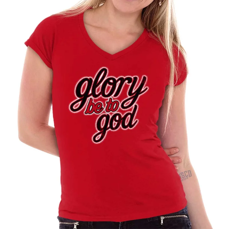 Glory Be to God Junior Fit V-Neck T-Shirt