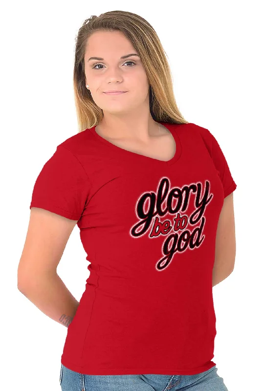 Glory Be to God Junior Fit V-Neck T-Shirt